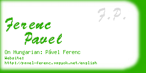 ferenc pavel business card
